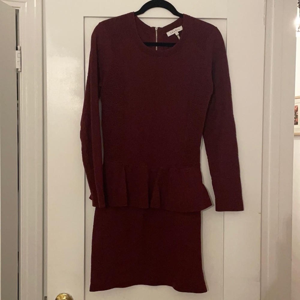 Long sleeve maroon Sandro dress
